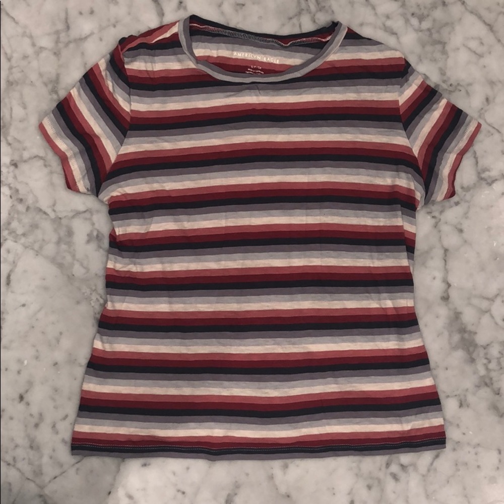 American Eagle Striped T-Shirt (Size Small)